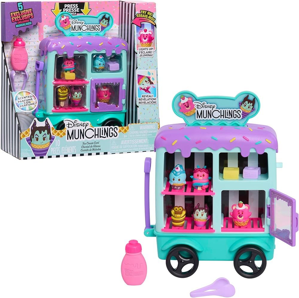 Just Play Disney Munchlings Ice Cream Cart, 13-Piece Color Change Figure Playset, Kids Toys for A... | Amazon (US)