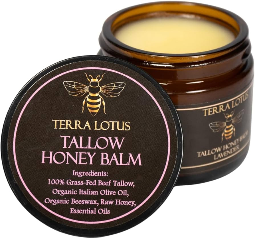 Organic Grass-Fed Beef Tallow Balm with Raw Honey - Moisturizing Cream for Soft, Smooth Skin - Ha... | Amazon (US)