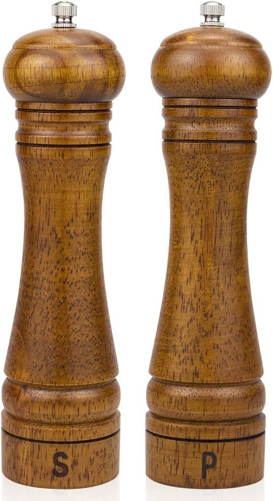 XQXQ Wood Salt and Pepper Mill Set, Pepper Grinders, Salt Shakers with Adjustable Ceramic Rotor- ... | Amazon (US)