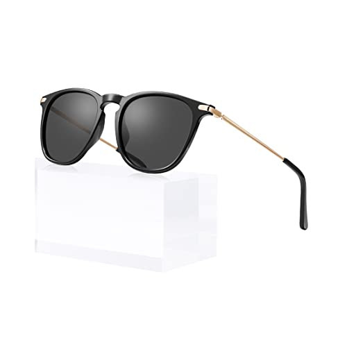 CARFIA Black Retro Lightweight Polarized Sunglasses for Women UV Protection, Square Ladies Sunnies Driving Eyewears CA32R | Amazon (US)