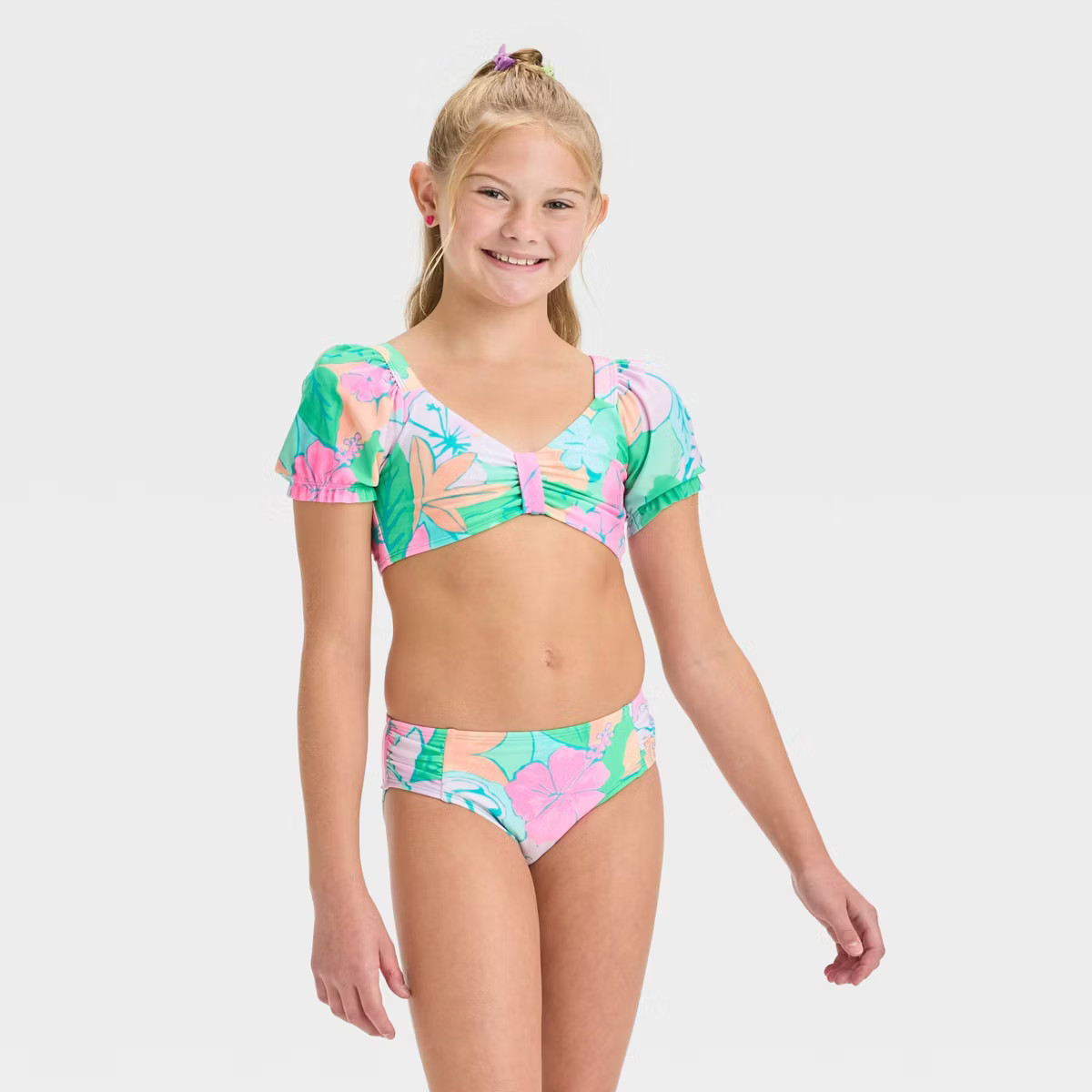 Girls' 'Lovely Luau' Floral Printed Bikini Set - Cat & Jack™ White | Target
