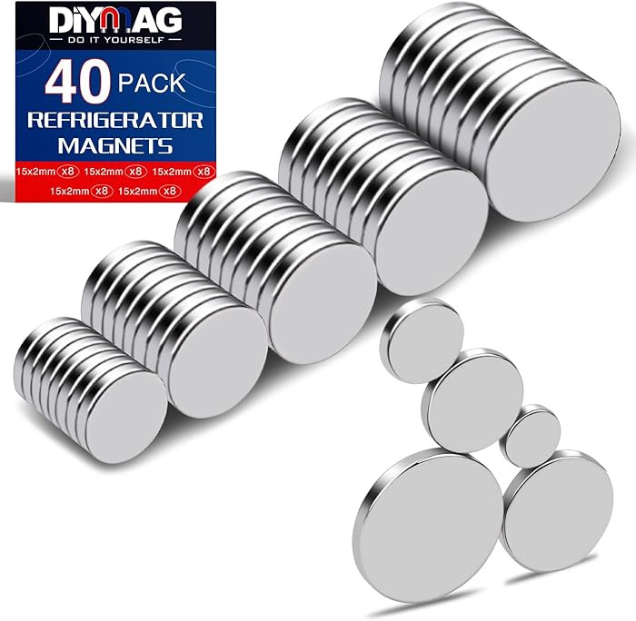 DIYMAG Small Rare Earth Magnets, 40 Pack, 5 Sizes - Neodymium Magnets for Refrigerator, DIY, Craf... | Amazon (US)