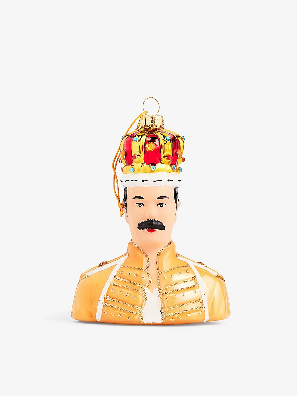 Freddie Mercury glass Christmas decoration 12cm | Selfridges