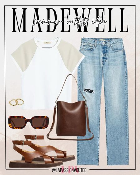 Elevate your summer look with our must-have baby tee and classic denim jeans combo. Accessorize with trendy hoop earrings and a chic bucket bag for added flair. Step out in style with comfy flatform sandals, perfect for all-day wear.

#LTKSeasonal #LTKstyletip #LTKxMadewell