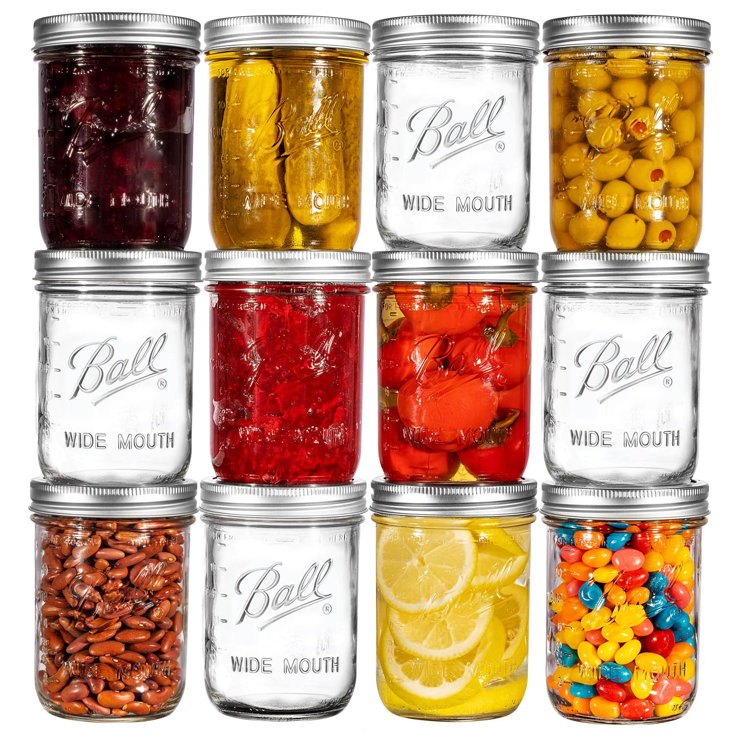 Ball Wide Mouth Mason Jars 16 oz. (12 Pack) - Pint Size Jars with Airtight Lids and Bands for Can... | Amazon (US)