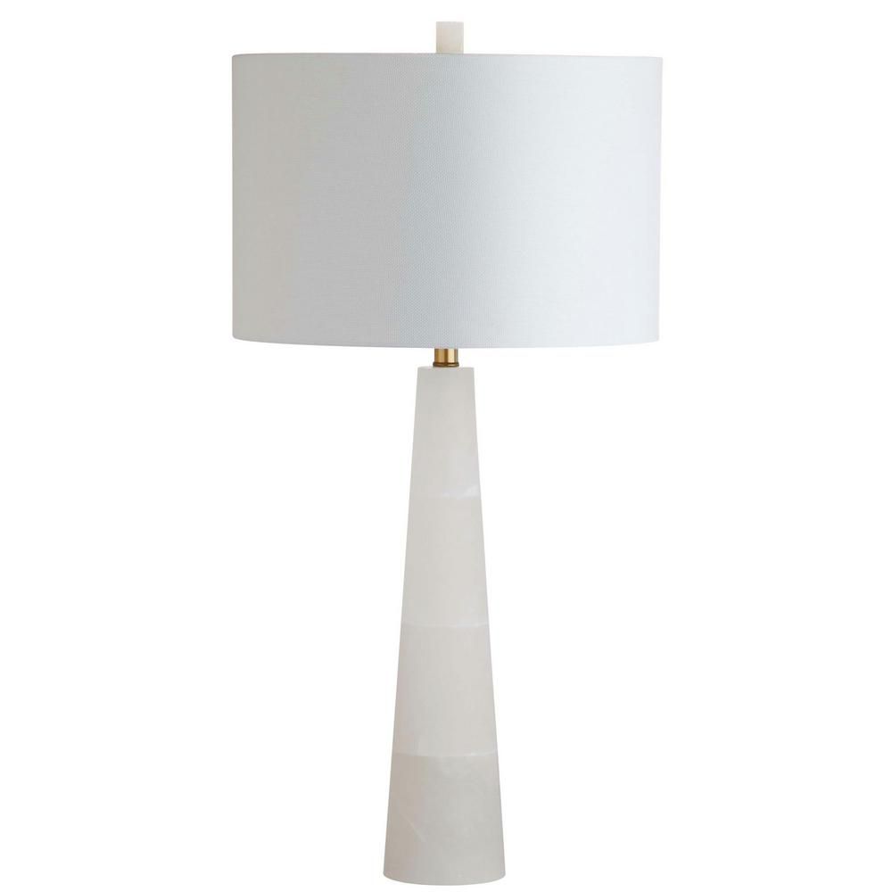 SAFAVIEH Delilah 30 in. White Marble Alabaster Table Lamp with Off-White Shade | The Home Depot