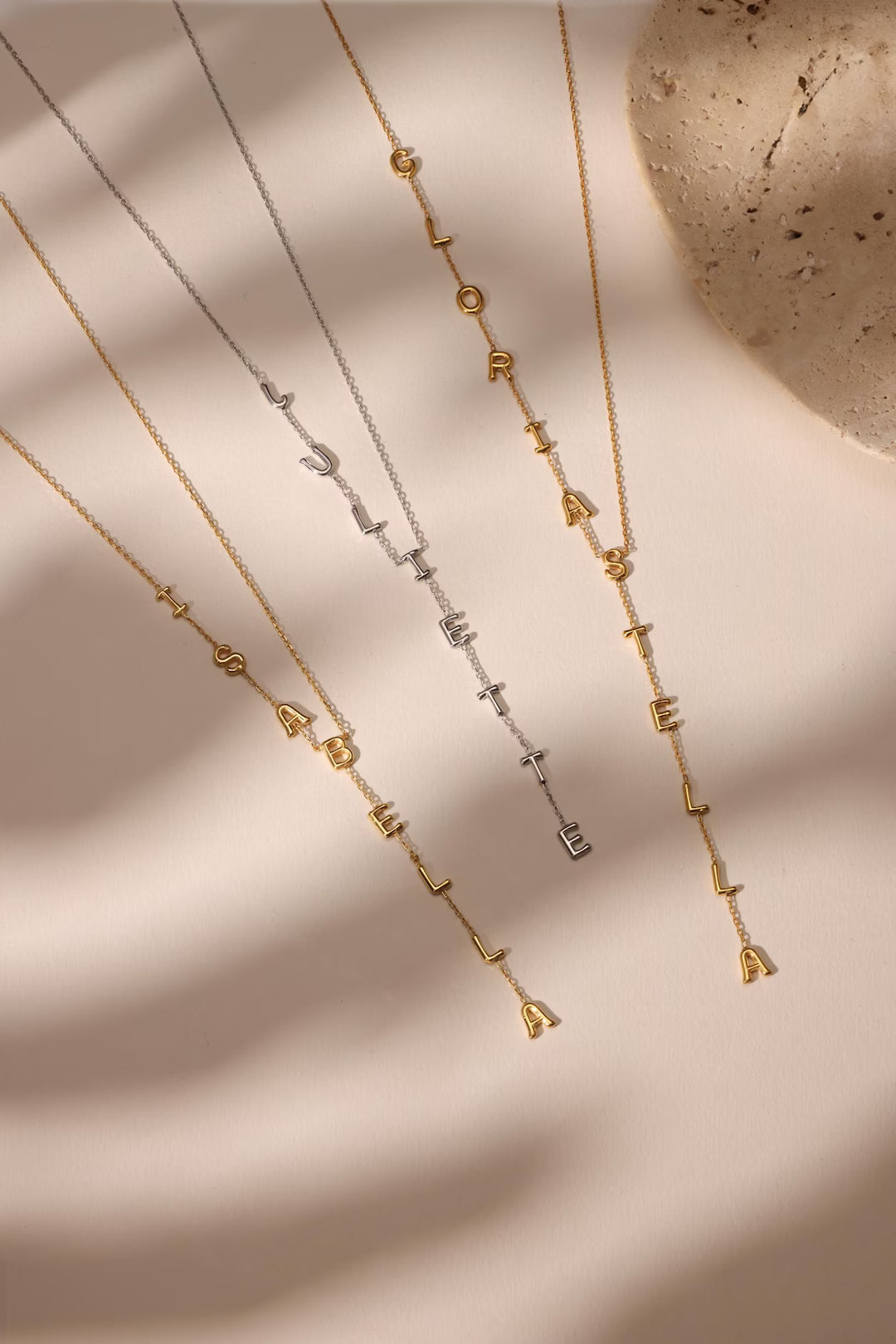 Lariat Name Necklace – Custom Vertical Name Jewelry in Gold, Silver or Rose Gold – Personaliz... | Etsy (US)