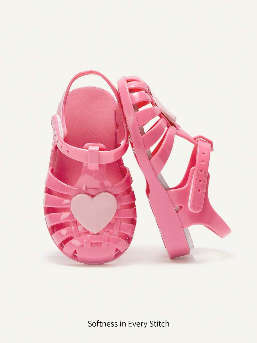 Cozy Pixies 1 Pair Heart Shaped Fashion Versatile Cute Pink Baby Princess Crystal Sandals, Soft &... | SHEIN