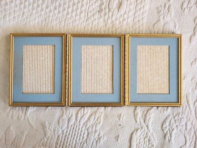 vintage triple pictute photo frame  gold hinged small | eBay US