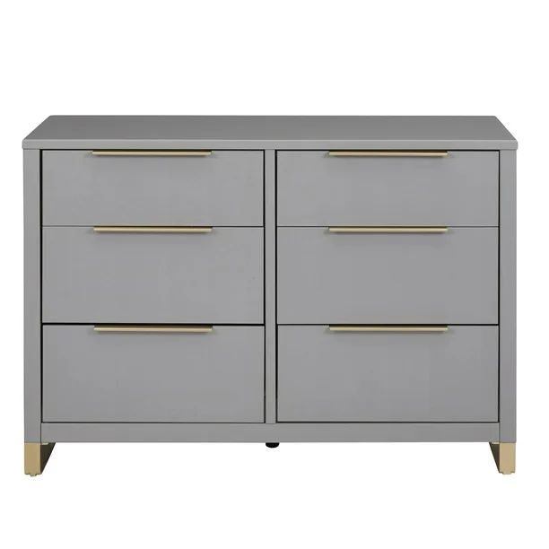 MoDRN Glam 6 Drawer Dresser, Grey with Satin Brass | Walmart (US)