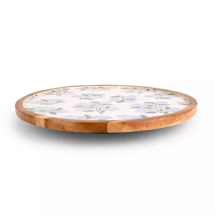 New! Natural Wood Hydrangea Lazy Susan | Kirklands