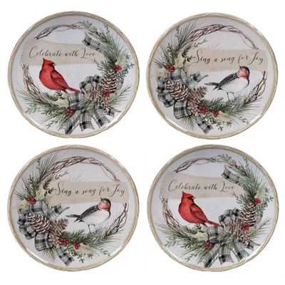 9" 4pk Earthenware Holly and Ivy Dessert Plates White - Certified International | Target