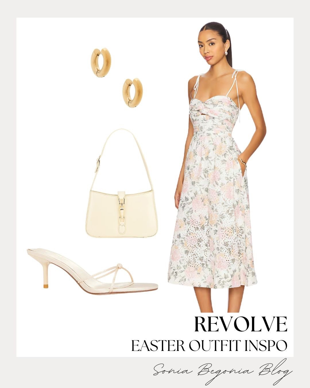 Florals, Eyelets, & Creamy Accents! 🌸

Step into the season with this perfectly balanced Easter look from Revolve! ✨

I am obsessed with the statement piece: a stunning white midi dress featuring a soft pastel floral print and delicate eyelet embroidery. I paired the romantic tie-shoulder silhouette with elegant ivory accessories, including a sleek structured shoulder bag and minimalist strappy kitten heel mules. Finish the look with chunky gold hoop earrings for a touch of modern, polished glam!

#OOTD
#RevolveStyle
#EasterOutfit
#FloralMidiDress
#SpringFashion
#EyeletDress
#KittenHeels
#ShoulderBag
#GoldHoops
#SpringOutfit
#FeminineStyle
#LTKStyle
#DateNightLook
#RomanticStyle
#StylingInspo

#LTKspring #LTKootd #LTKspringtrends