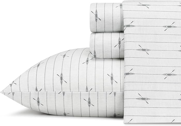 Eddie Bauer - Queen Sheets, Cotton Percale Bedding Set, Crisp & Cool Home Decor (Downstream, Quee... | Amazon (US)