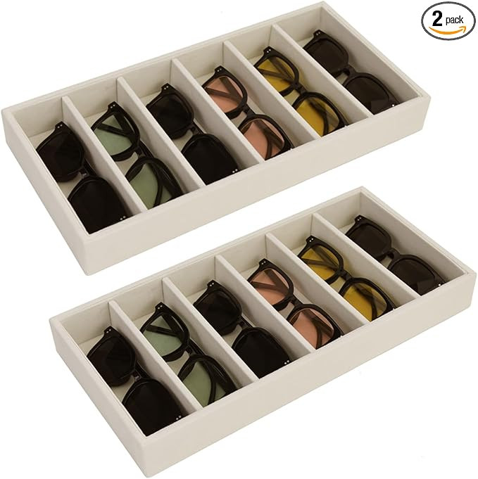 2 Pack Sunglasses Organizer Storage Glasses Holder Velvet Jewelry Tray, Glasses Organizer Eyeglas... | Amazon (US)