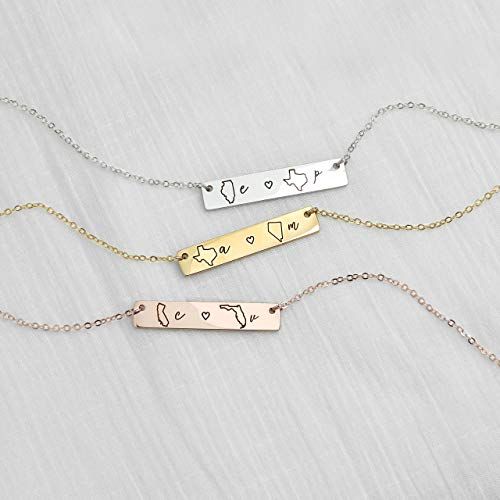 Personalized Necklace Best Friend Gifts Long Distance Relationship State Necklace Monogram Name N... | Amazon (US)