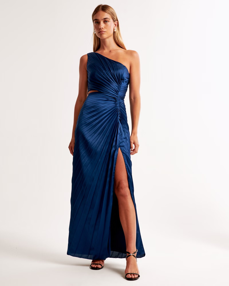 New!The A&F Giselle Pleated One-Shoulder Cutout Maxi Dress | Abercrombie & Fitch (US)