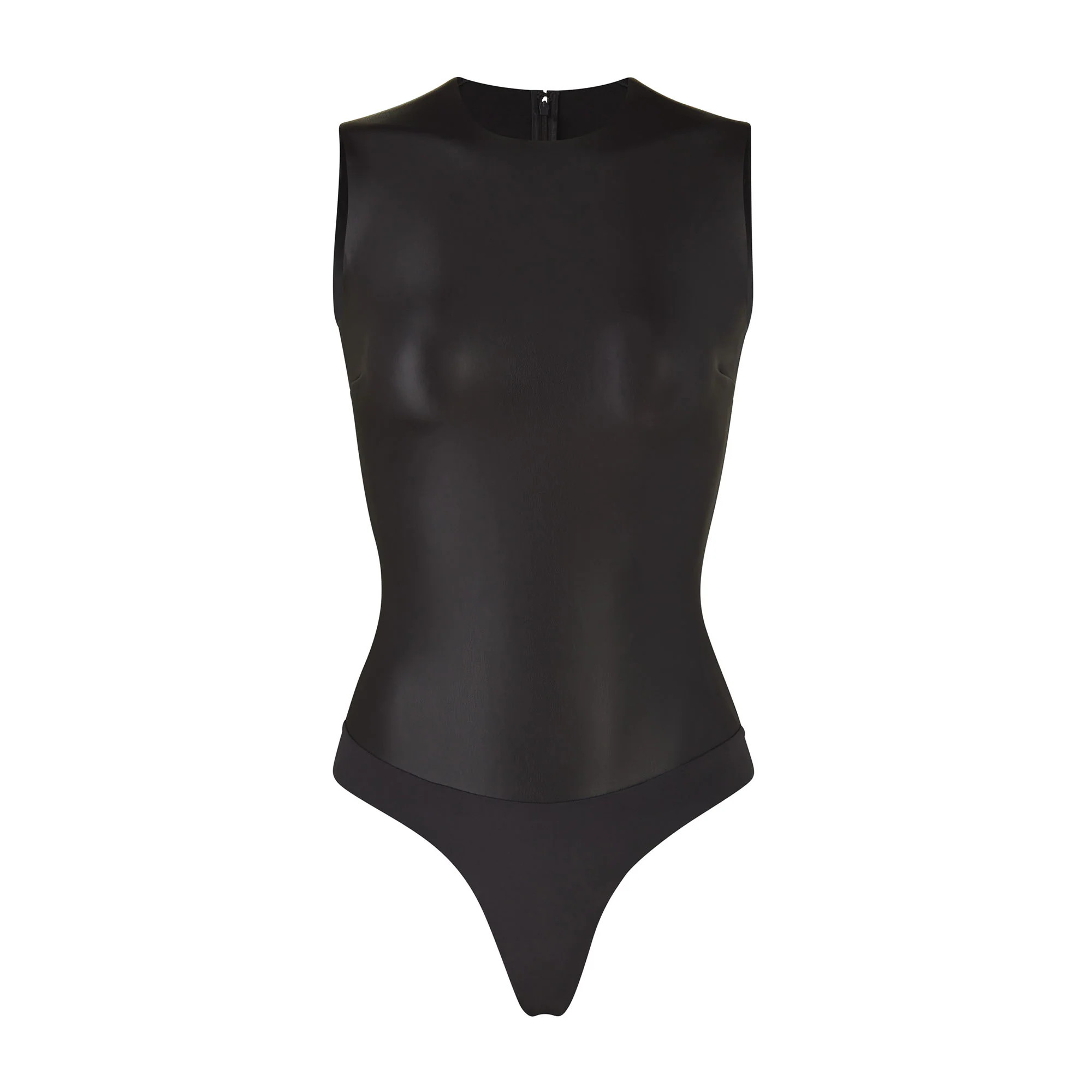 FAUX LEATHER CREW NECK BODYSUIT | SKIMS (US)