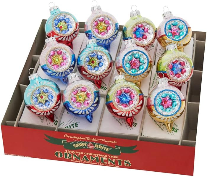 Shiny Brite Christmas Confetti 12 Count 1.75", Decorated Reflector Rounds | Amazon (US)