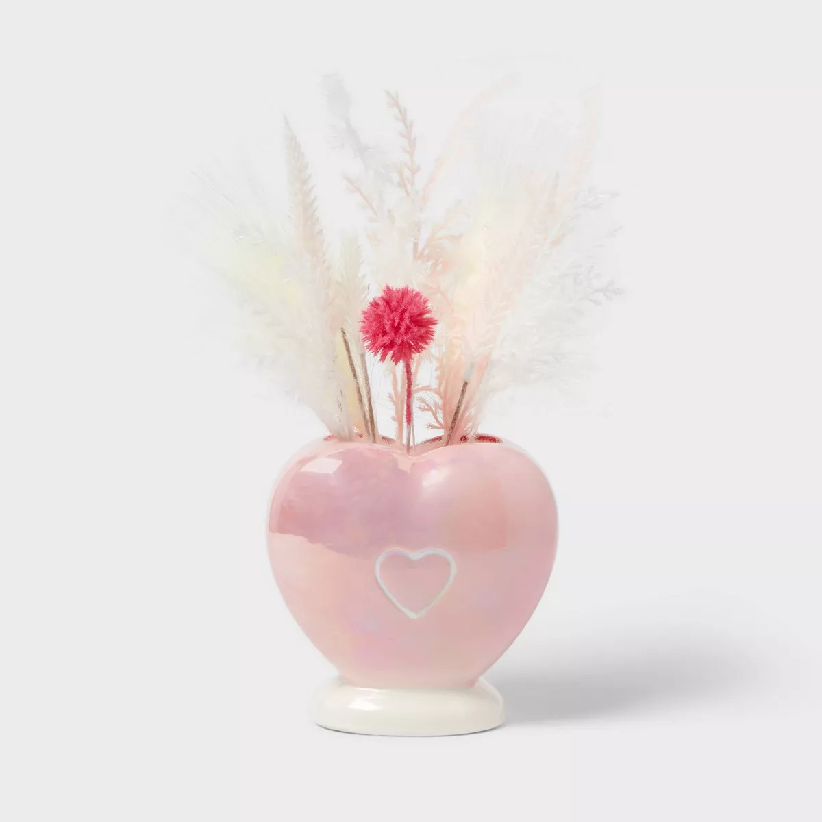 14" Iridescent Heart Vase with Faux Botanicals Tabletop Valentine's Day Decor - Spritz™ | Target
