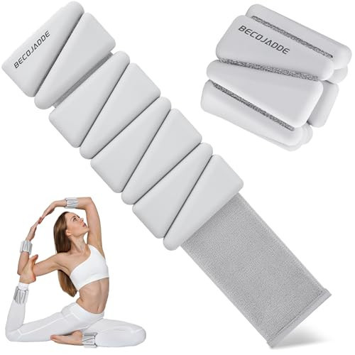 BECOJADDE Ankle Weights for Women Wrist Weights Set of 2 (2 lbs Each) Adjustable Arm Leg Weight for Womens Men Suitable for Walking Swimming Running Pilates Yoga Gym, Grayish White | Amazon (US)