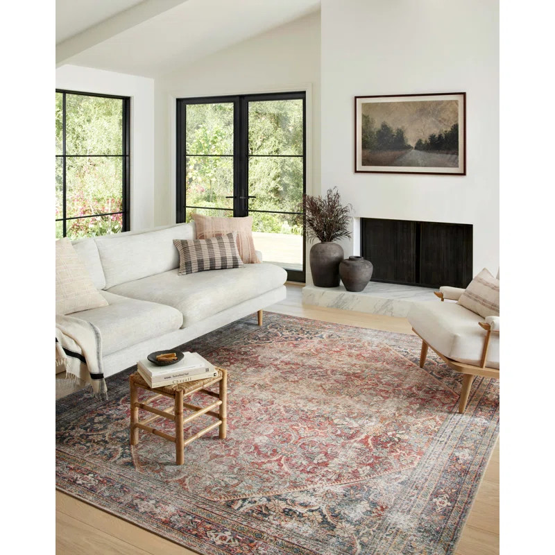 Georgie Oriental Area Rug in Red/Navy | Wayfair North America