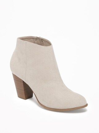 Sueded Block-Heel Booties for Women | Old Navy US