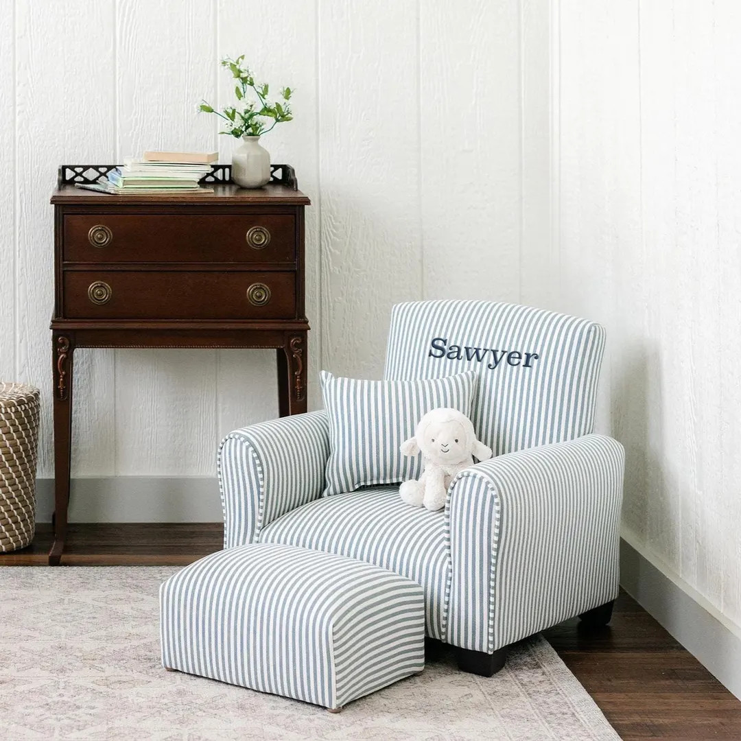 Personalized Kids Rocking Chair / Toddler Chair - Blue/white Striped - Etsy | Etsy (US)