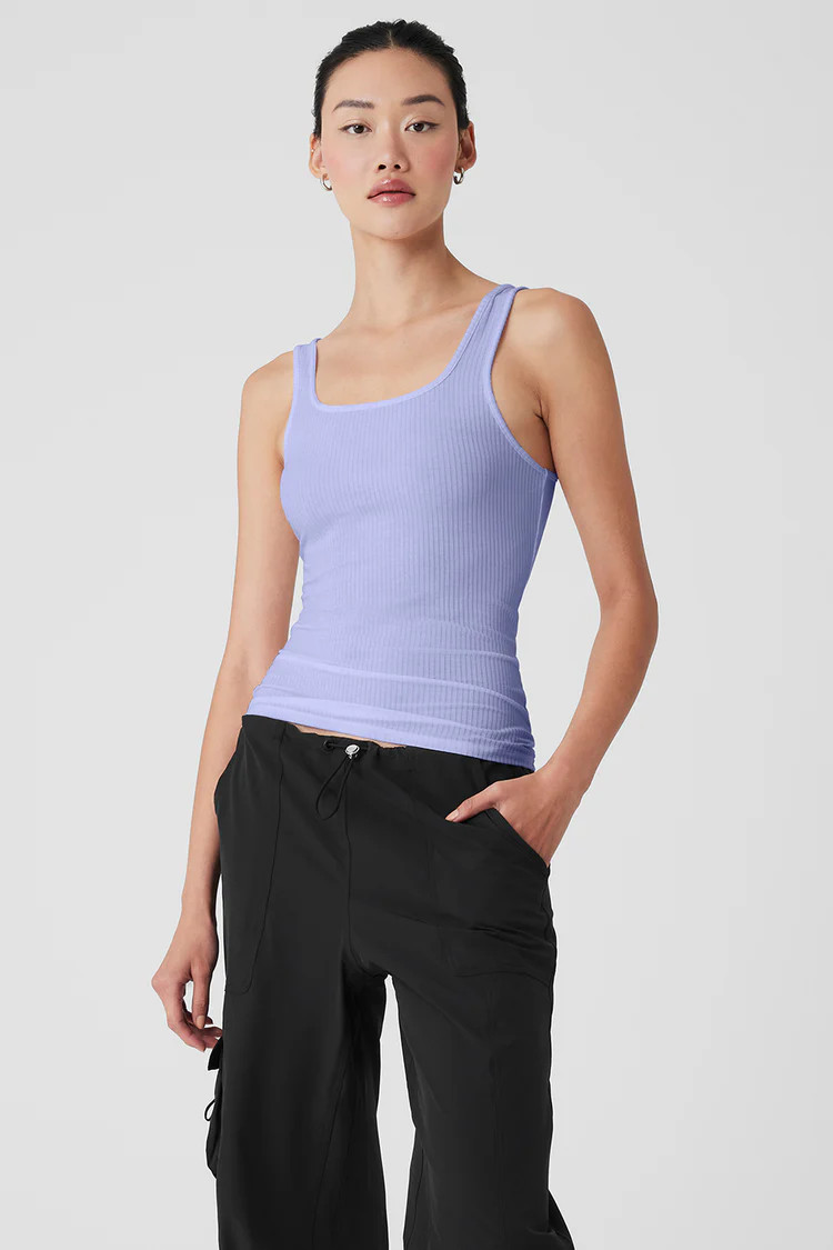 Ribbed Sea Coast Scoop Neck Tank - Lilac Blue | Alo Yoga (US)