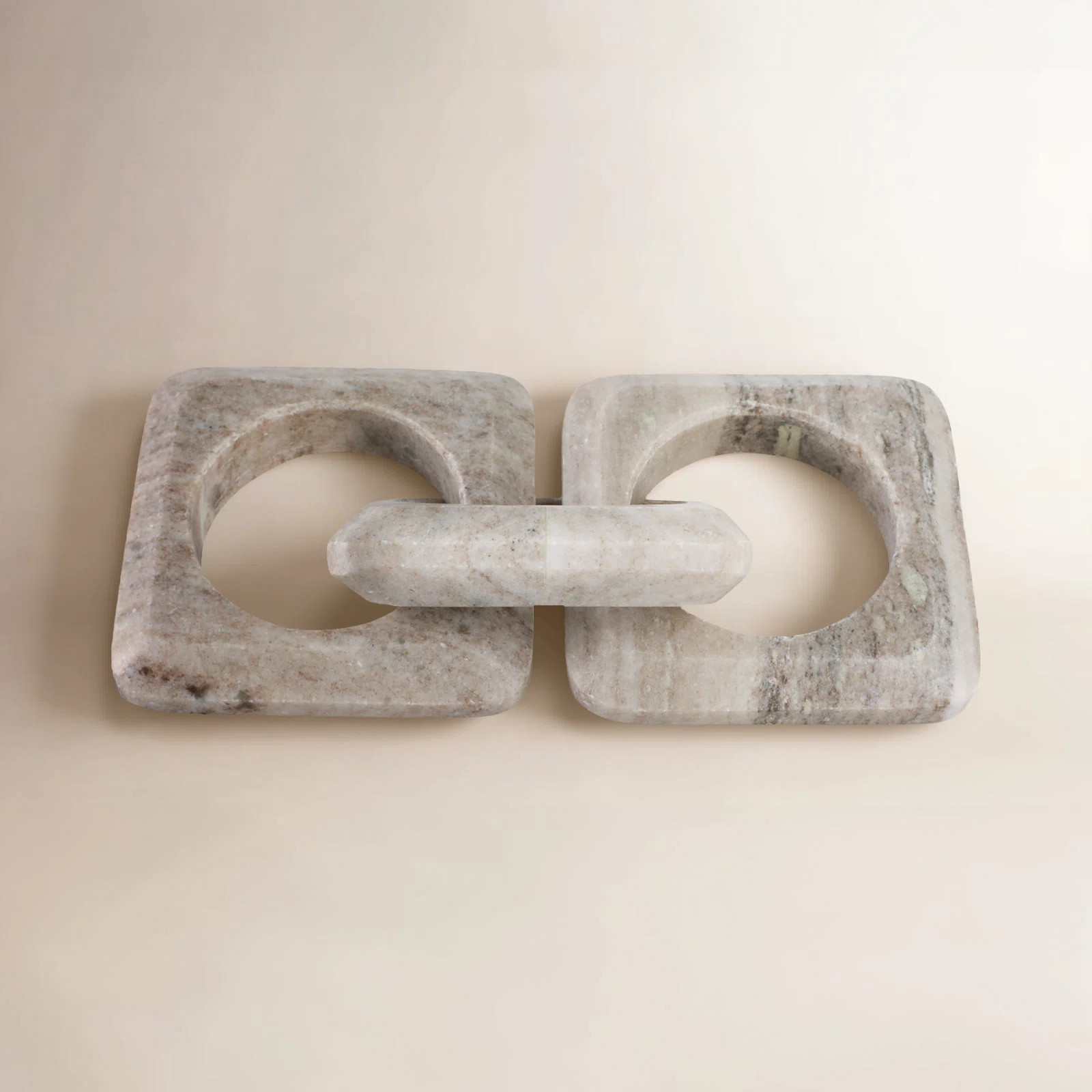 Decorative Object Stone Marble Interlocking Link Design 11" Ivory Tan Modern Glam Accent for Home... | Wayfair North America