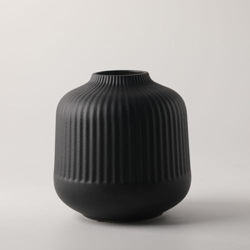 Black Ceramic Vase for Flowers, 6 Inch Flower Vases Home Decor, Black Boho Vases for Pampas Grass, Vase for Centerpieces Living Room Table Entryway Shelf | Amazon (US)