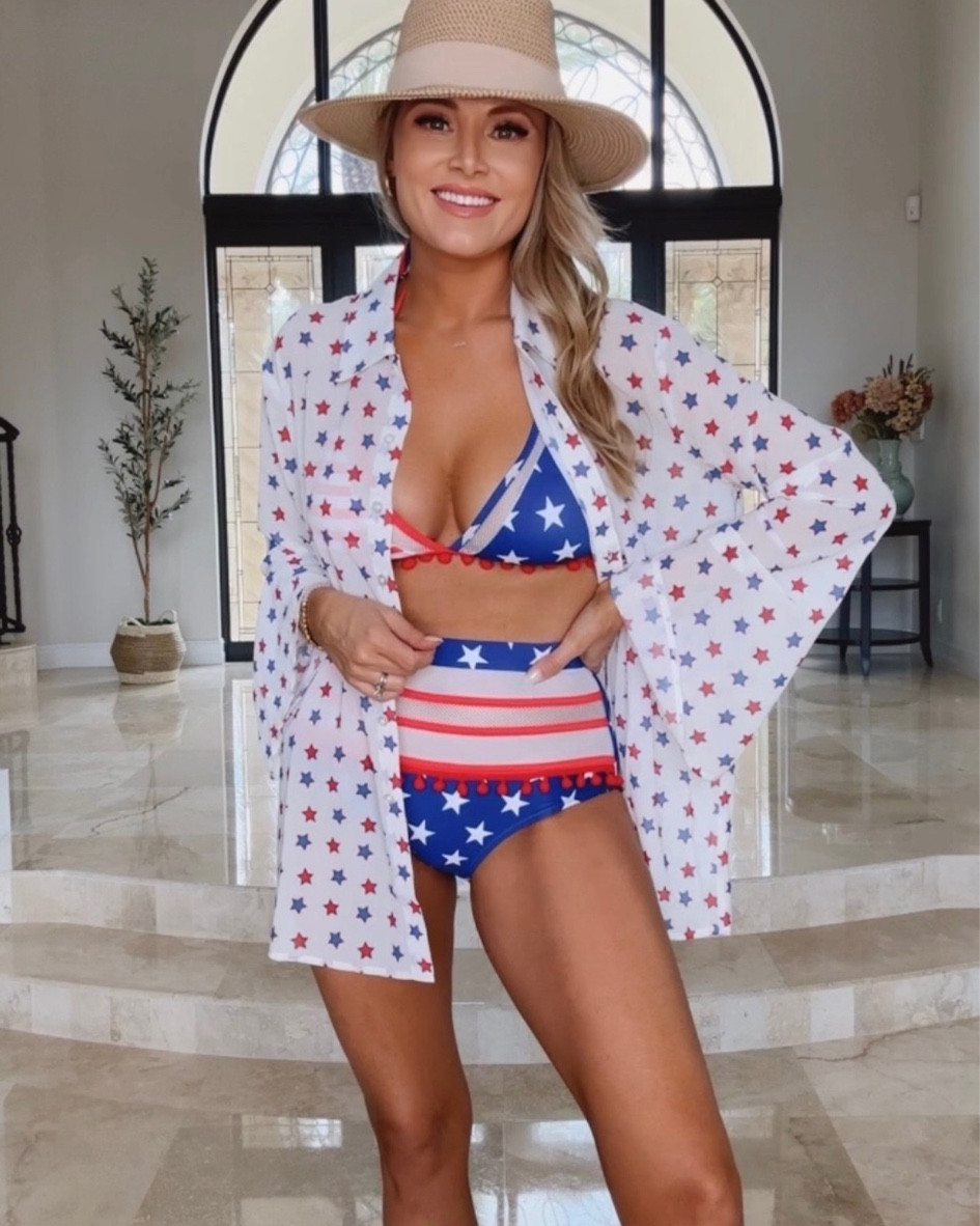Cute patriotic swim outfit I’m wearing for Fourth of July and memorial day.

#LTKStyleTip #LTKFindsUnder100 #LTKOver40