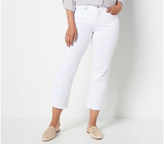 NYDJ Marilyn Straight Crop Jeans in Cool Embrace - Optic White | QVC