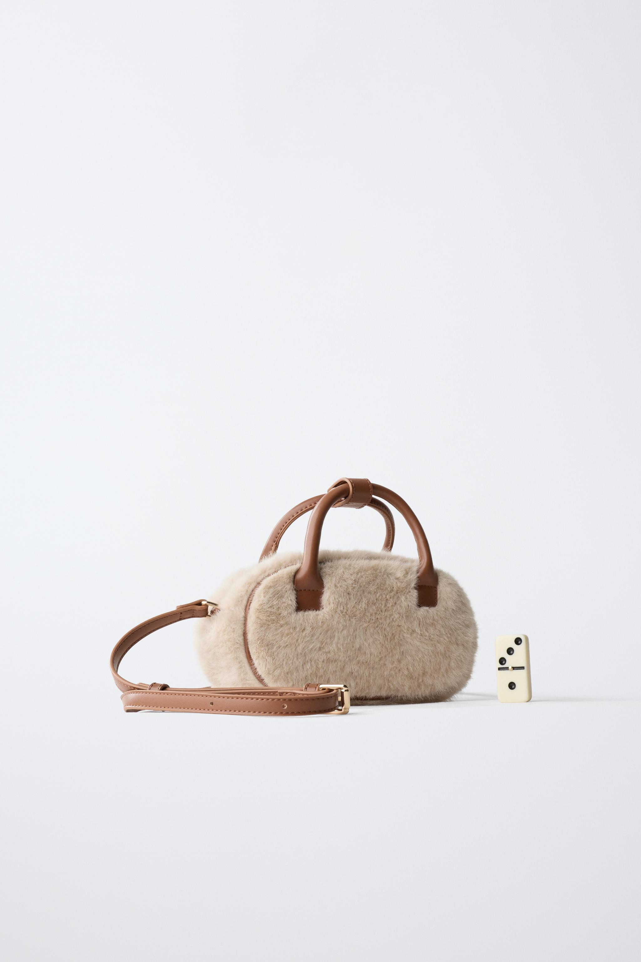 FAUX FUR BOWLING CROSSBODY BAG | Zara US