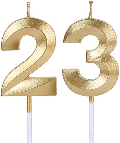 Gold 32nd & 23rd Birthday Candles for Cakes, Number 23 32 Candle Cake Topper for Party Anniversar... | Amazon (US)