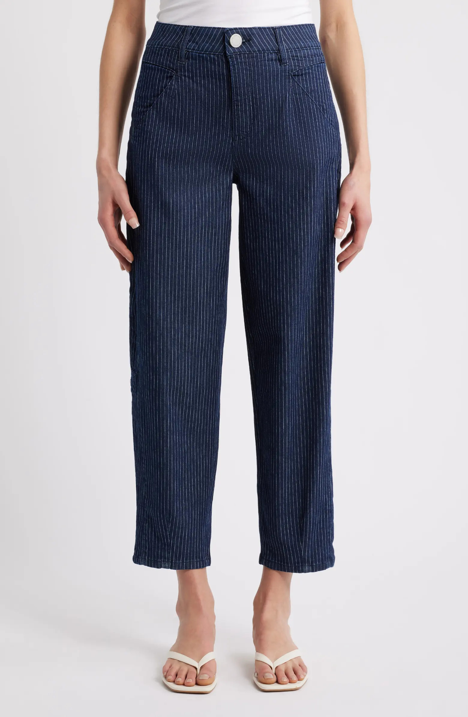 Stripe Skyrise Ankle Barrel Jeans | Nordstrom