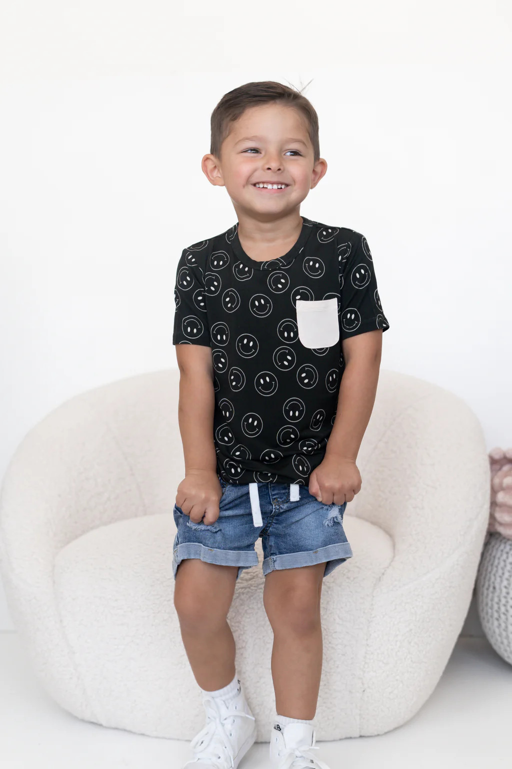 MIDNIGHT SMILES DREAM POCKET TEE | Dream Big Little Co.