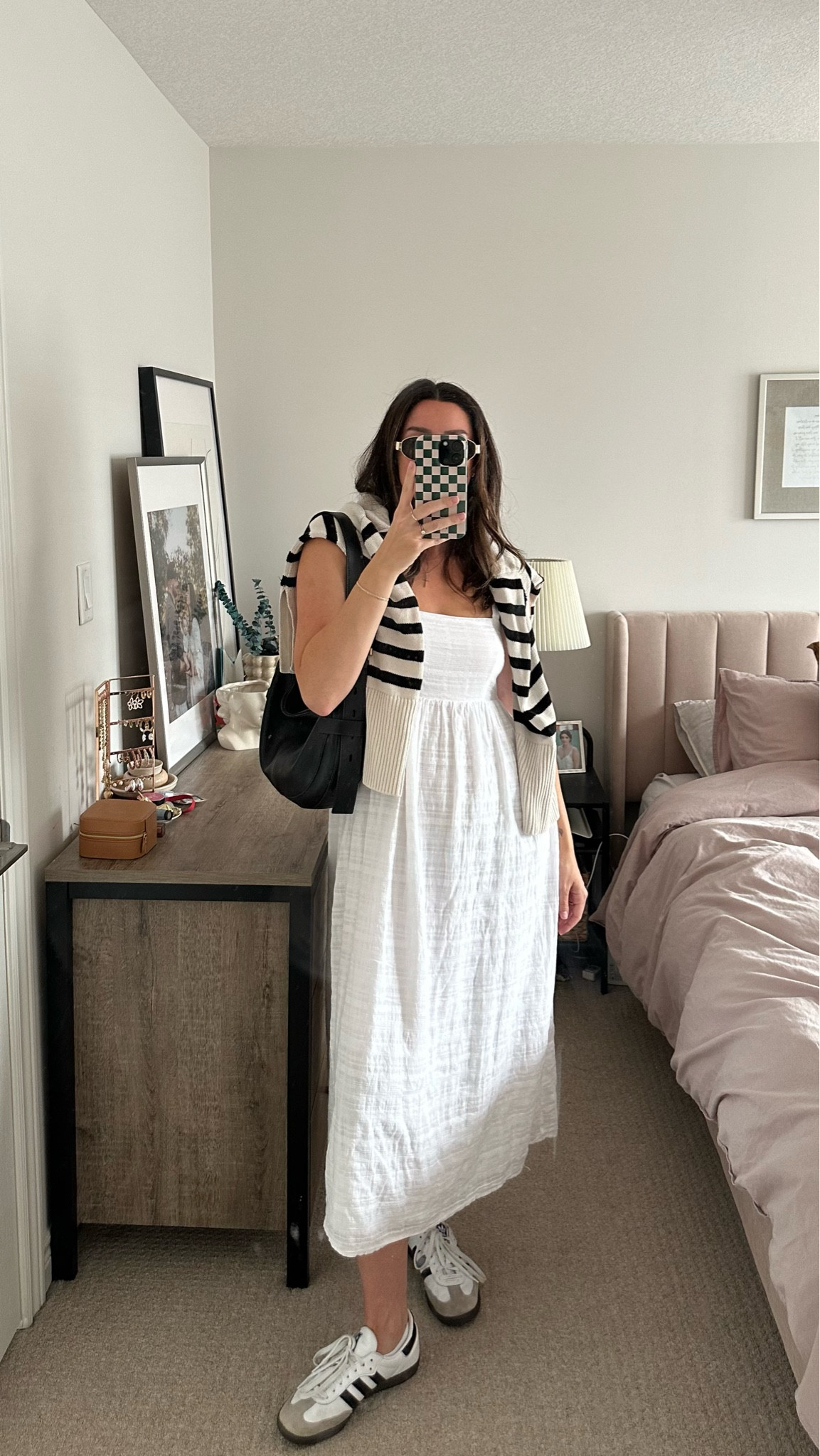 summer outfit, white dress, capsule wardrobe styling, travel outfit, casual summer dress, early fall outfit, adidas sambas dupes

#LTKstyletip #LTKcanada #LTKsummer