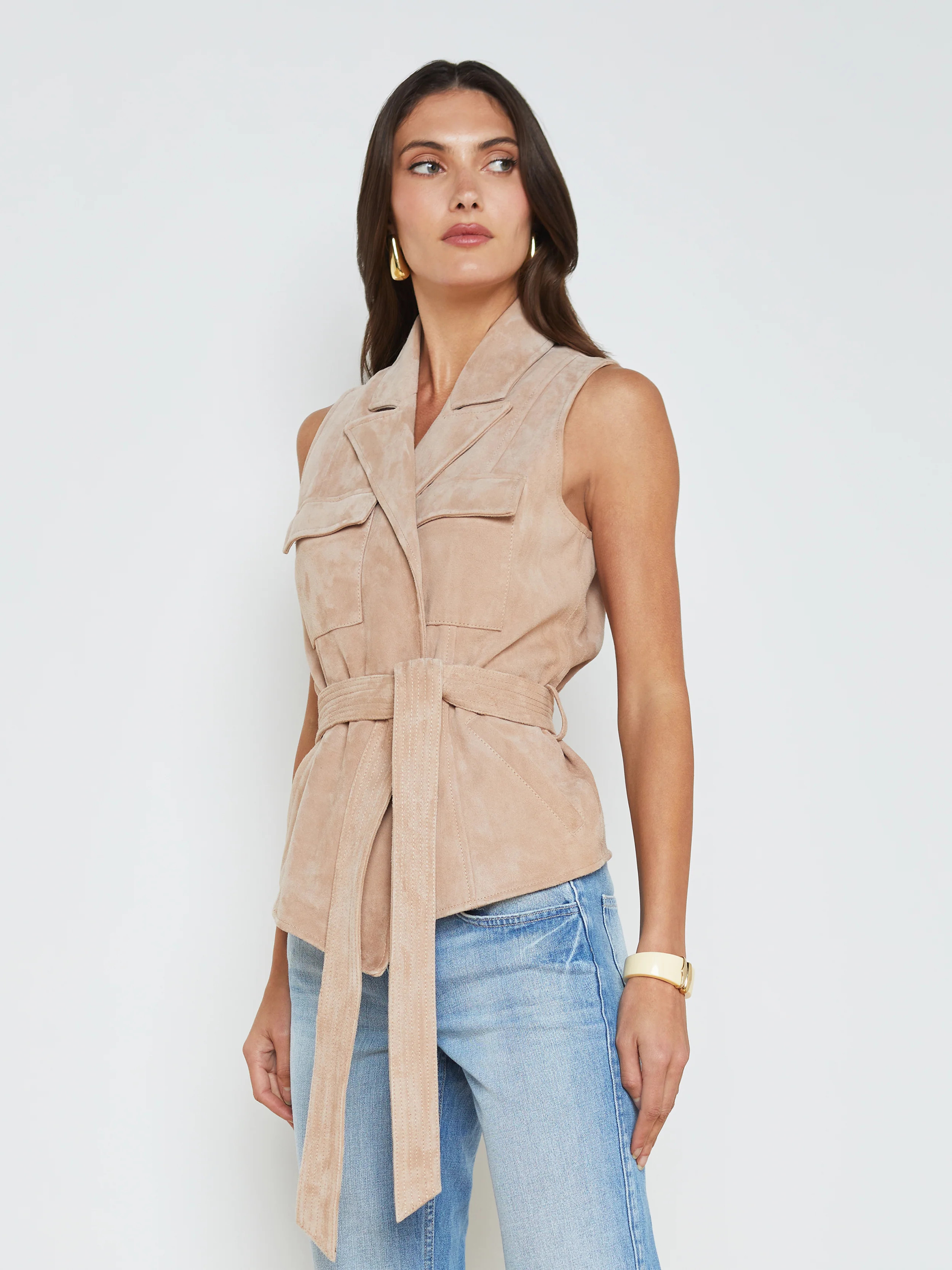 L'AGENCE - Arbor Suede Vest in Cashew | L'Agence