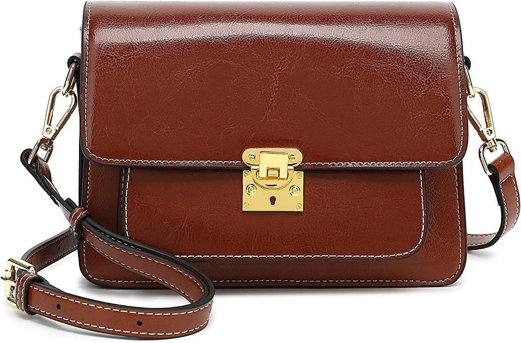 LL LOPPOP Small Retro Split Genuine Leather Crossbody Shoulder Bag for Women, Clutch Square Purse... | Amazon (US)