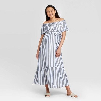 Striped Short Sleeve Woven Maternity Dress - Isabel Maternity by Ingrid & Isabel™ Blue/White | Target