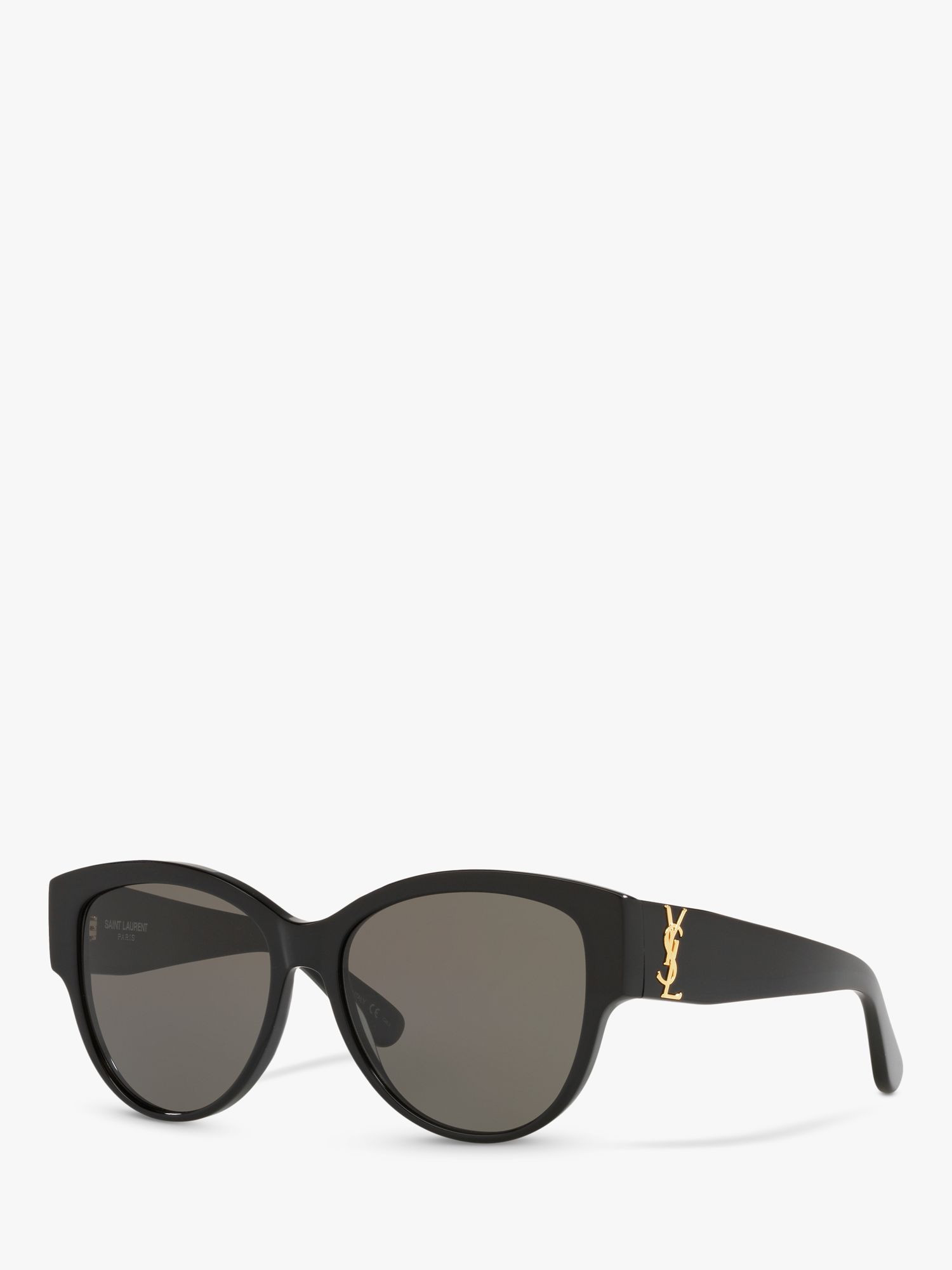 Yves Saint Laurent SL M3 55 Women's Oval Sunglasses, Black/Grey | John Lewis (UK)