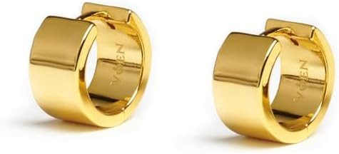 VÓEN Lustre Mini Hoops - 14K Yellow Gold Mini hoop, Sleek and Minimalist Small Gold Earrings wit... | Amazon (US)