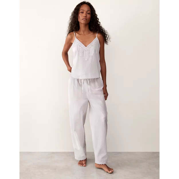 Organic Cotton Voile Embroidered Scalloped Pyjama Set | The White Company UK & ROW