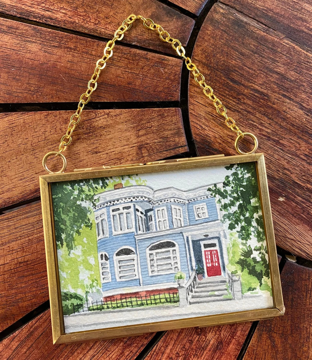 Hand-painted Watercolor House Portrait Ornament, Custom Christmas Ornament, Tiny Framed Hand Pain... | Etsy (US)