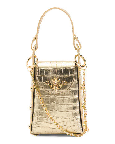 Made In Italy Leather  Annette Bee Croco Crossbody | TJ Maxx