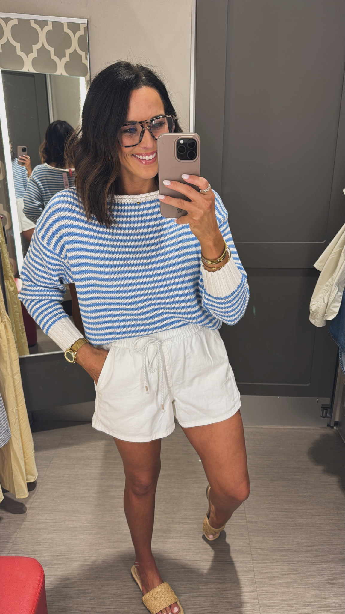 The easiest spring outfit idea 🌿 These eyelet detail shorts are the perfect basic for spring and vacation outfits — lightweight, flattering, and easy to dress up or down. Paired them with this striped knit sweater that’s such a good layering piece for cooler mornings and evenings. Classic, effortless, and a look you’ll wear on repeat. Wearing a size small for reference.

#springoutfit #springstyle #springfashion #vacationoutfit #vacationstyle #eyeletshorts #springbasics #classicstyle #ltkstyle #ltkfashion #ltkfinds #ltkseasonal #everydayoutfit #effortlessstyle

#LTKspring #LTKPetite #LTKspringtrends