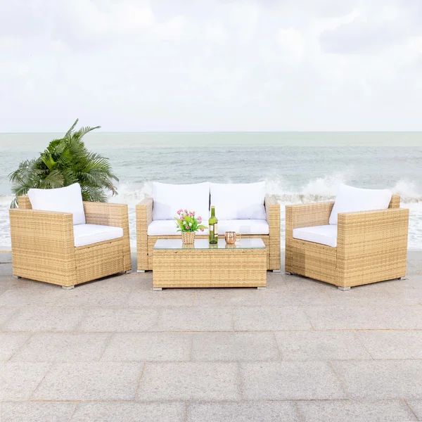 Hardesty Wicker/Rattan 4 - Person Seating Group with Cushions | Wayfair North America