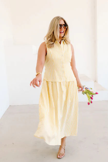 Mae Citrus Gingham Sleeveless Midi Dress | The Willow Tree