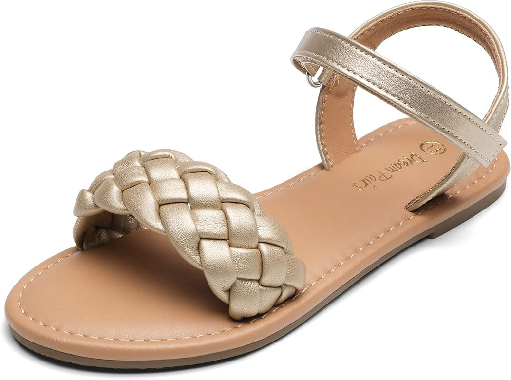 DREAM PAIRS Girls Sandals Classic Open Toe Braided Flat Sandals Summer Dress Shoes | Amazon (US)